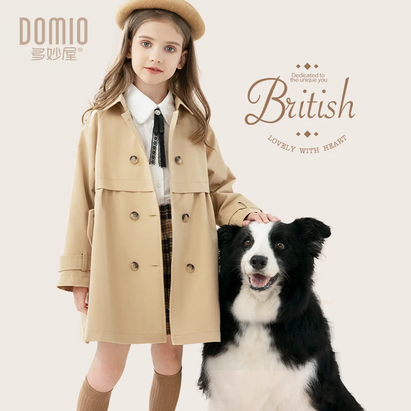 现货【女童风衣】儿童春秋2025新款英伦风外套洋气时髦中长款童装JY