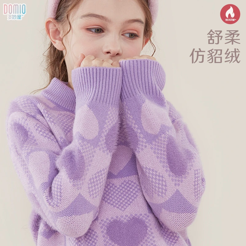 现货【爱心毛衣】可选加绒女童秋冬儿童冬季加厚针织上衣童装直播
