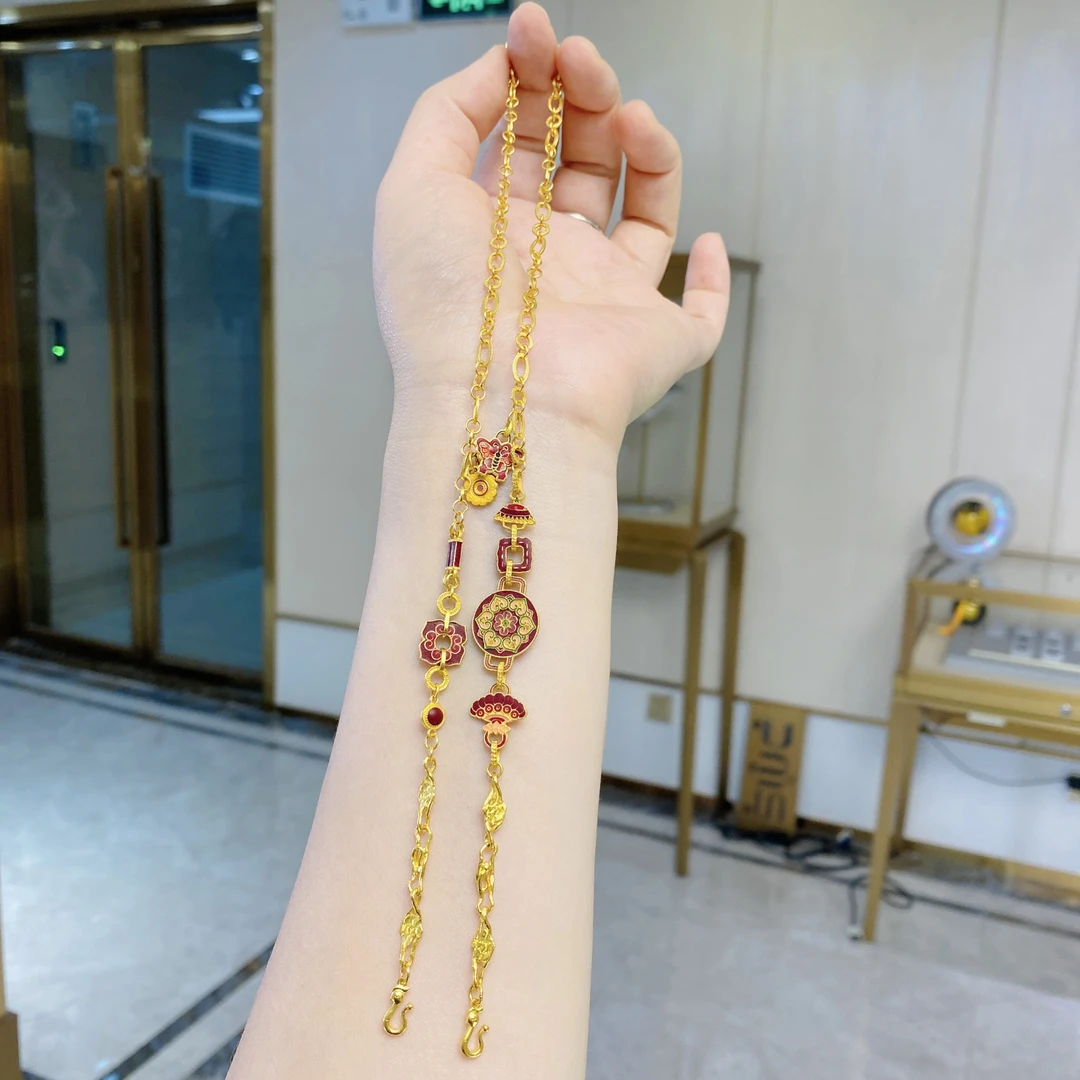 足金古法手工细工手工万能链26克长度53cm