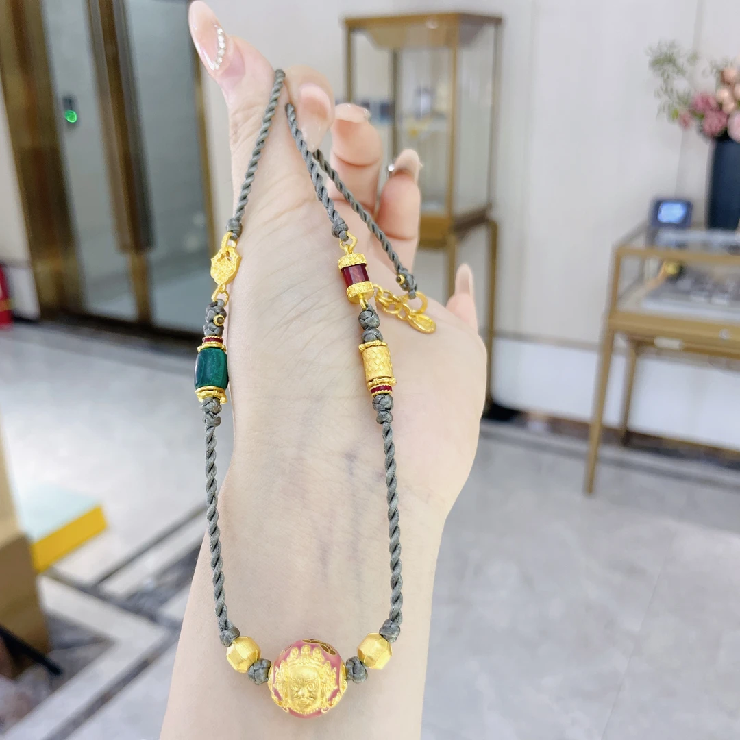 旺桂福传承珠宝足金黄财神编绳项链套链17.33克（不含多宝总量）