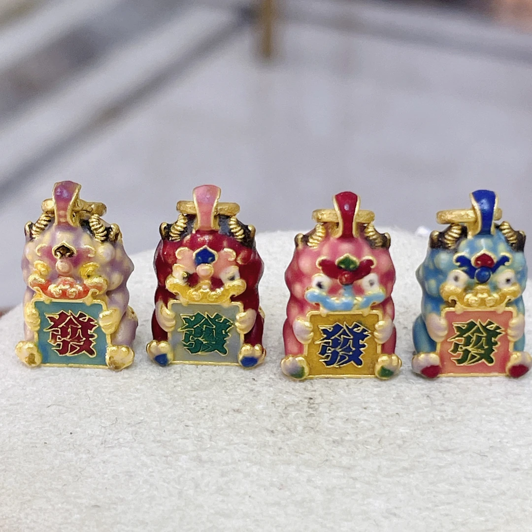 旺桂福传承珠宝足金999高温烧蓝财源滚滚发财兽吊坠