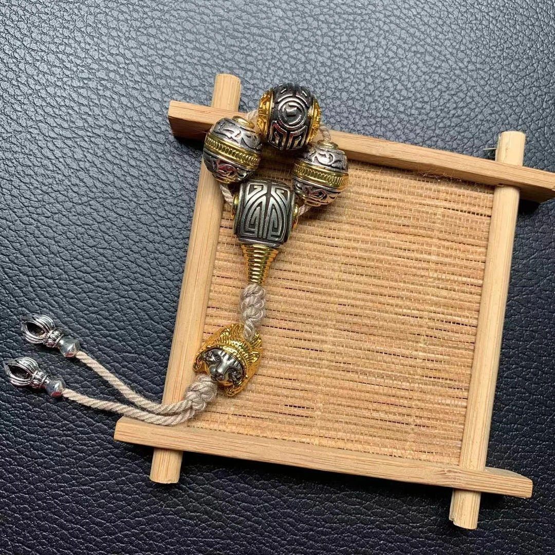 文玩配饰套装金白博古珠白铜汉堡珠腰珠阿努比斯埃及猫背云大尺寸