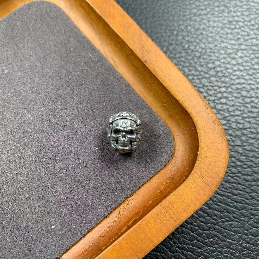 116白铜仿银三世骷髅刺骨腰珠配珠隔珠猴头星月单圈手串顶珠