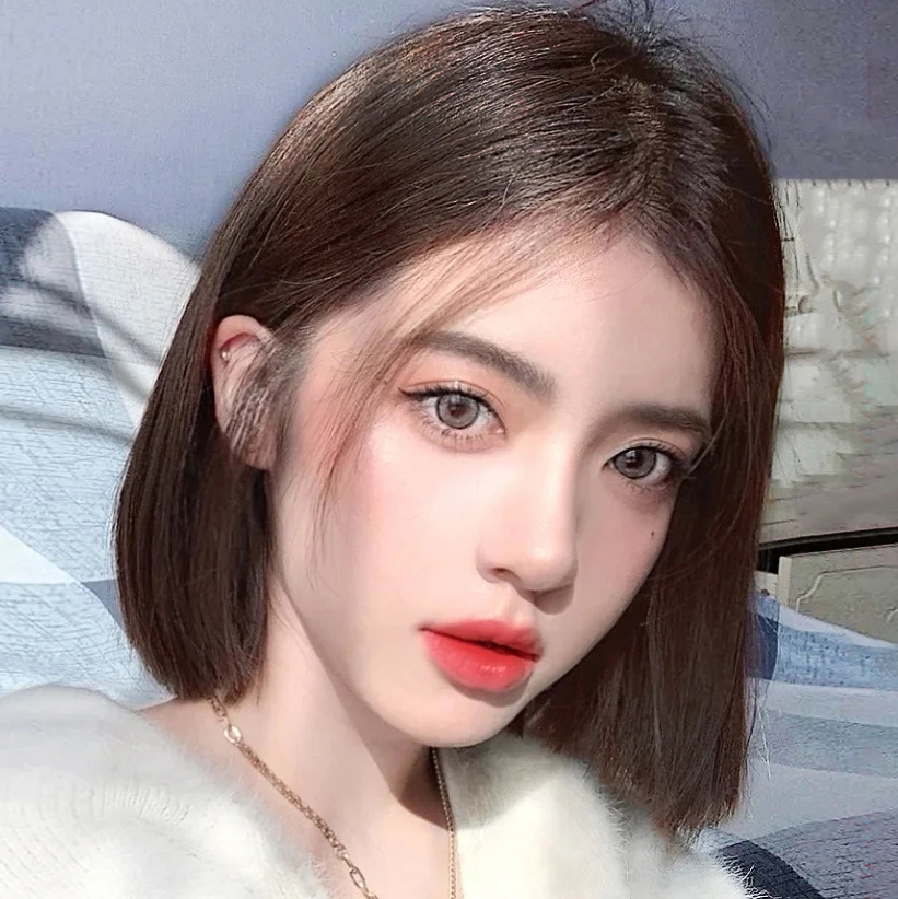 DM30cm手织蕾丝仿真大头皮新款波波头全真发全头套时尚