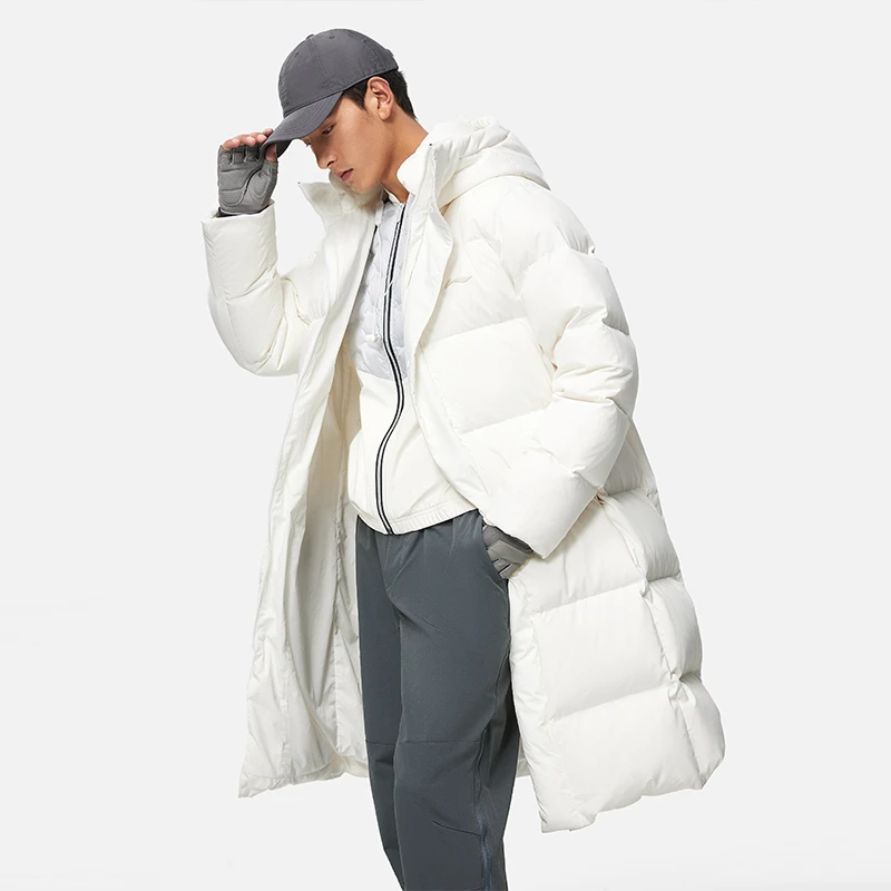 李宁健身系列男子防泼水立体裁剪85%鸭绒保暖中长款羽绒服AYMT107