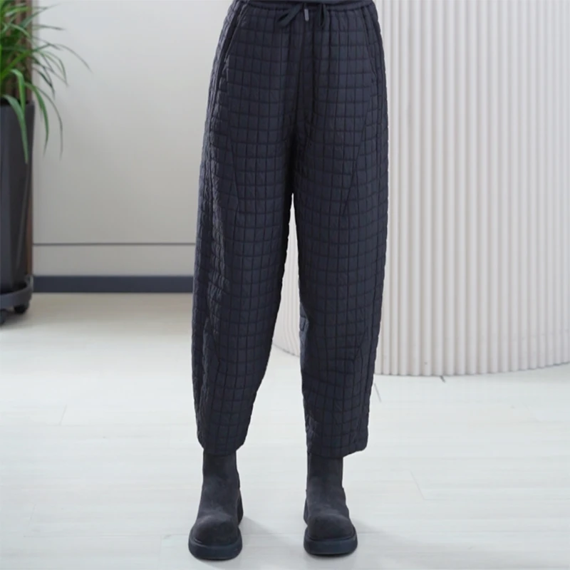 压格绗棉灯笼裤加大码保暖夹丝棉松紧腰宽松遮胯显瘦哈伦休闲裤女