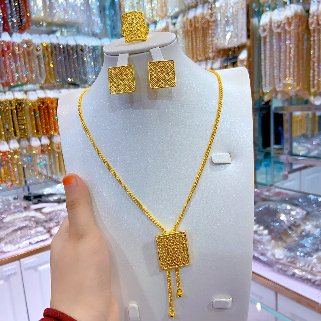 铜合金项链 夏合娜孜三件套百搭