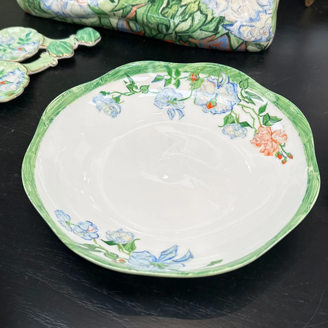 安娜16点（白玫瑰）8英寸汤盘骨瓷家用菜盘2