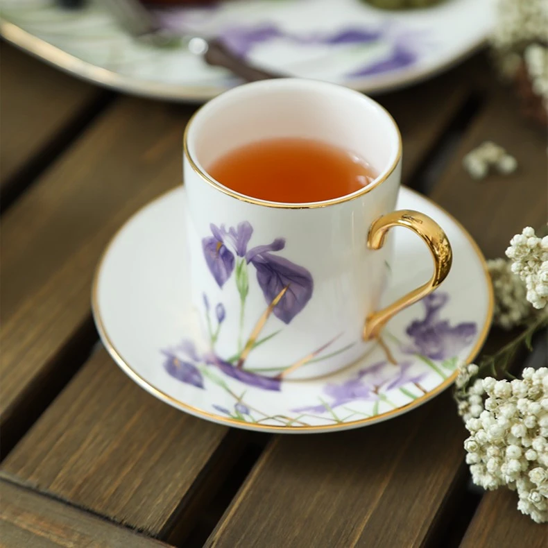 安娜16点（鸢尾花）骨瓷咖啡小杯碟茶杯红茶杯家用精致