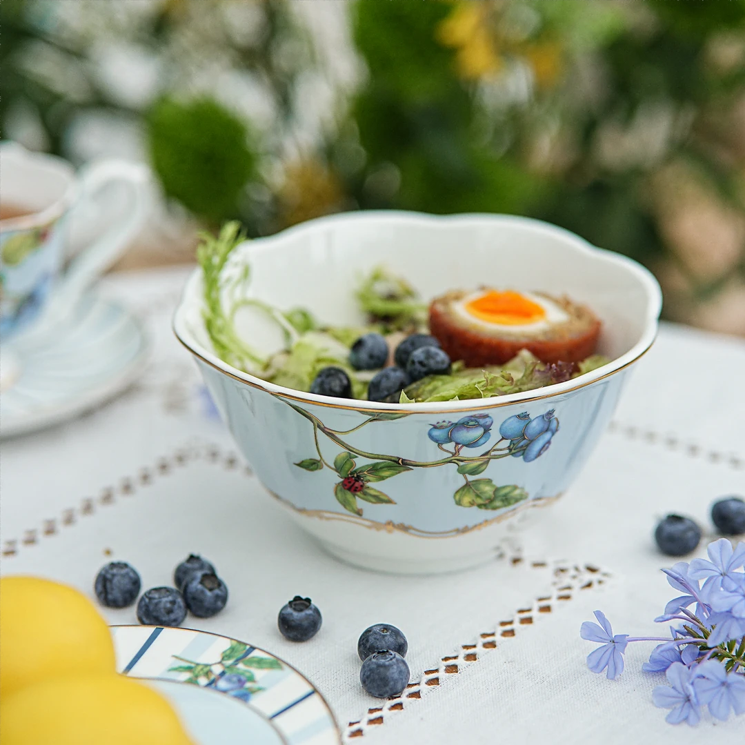 安娜16点（假日蓝莓）法式饭碗面碗骨瓷家用餐具