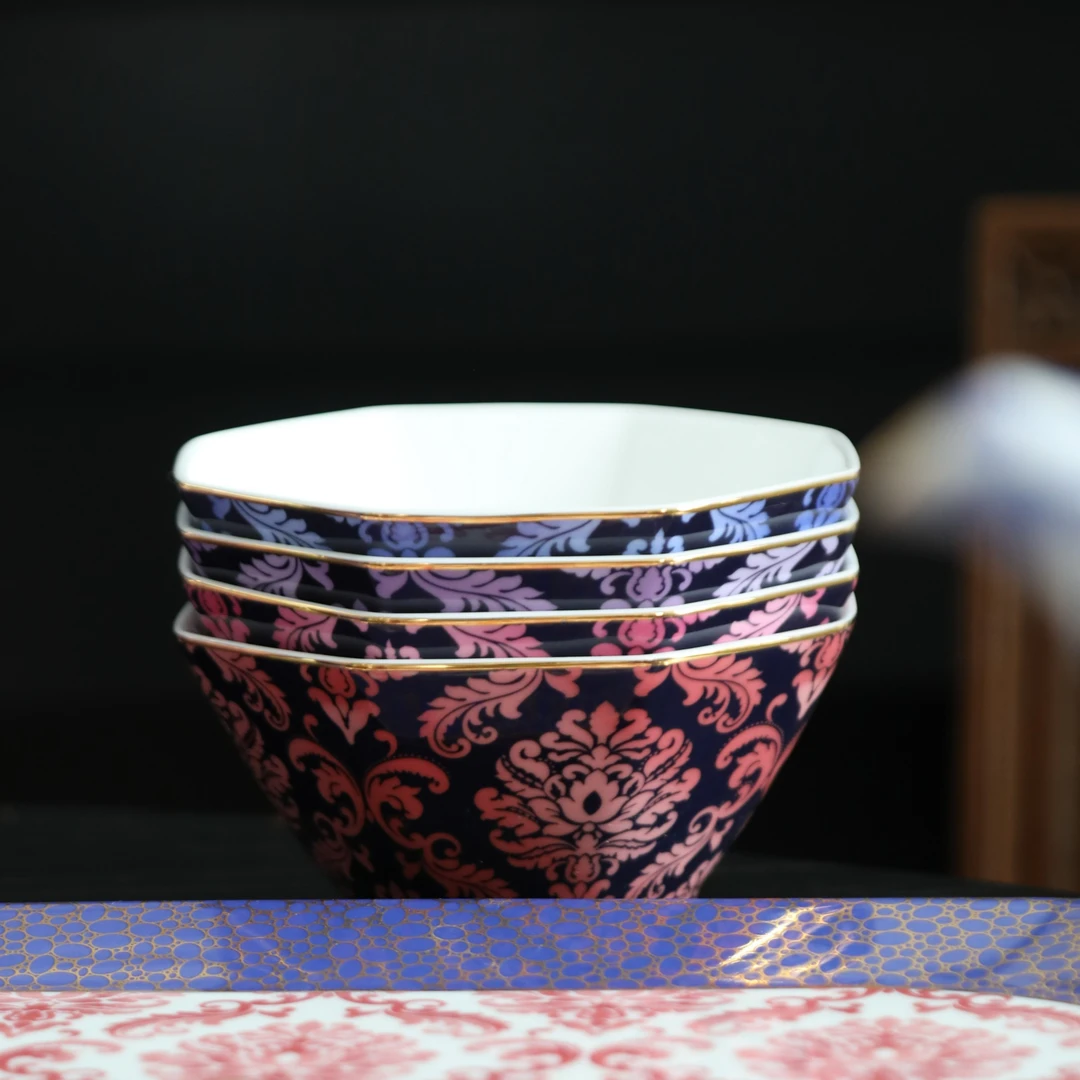 BLOOMING BAROQUE巴洛克12CM八角碗欧式骨瓷面碗点心碗精致水果碗