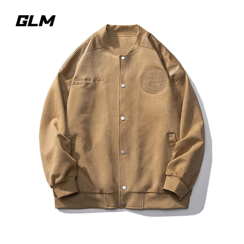 GLM春秋麂皮绒外套男女同款ins潮流宽松休闲情侣百搭立领长袖夹克