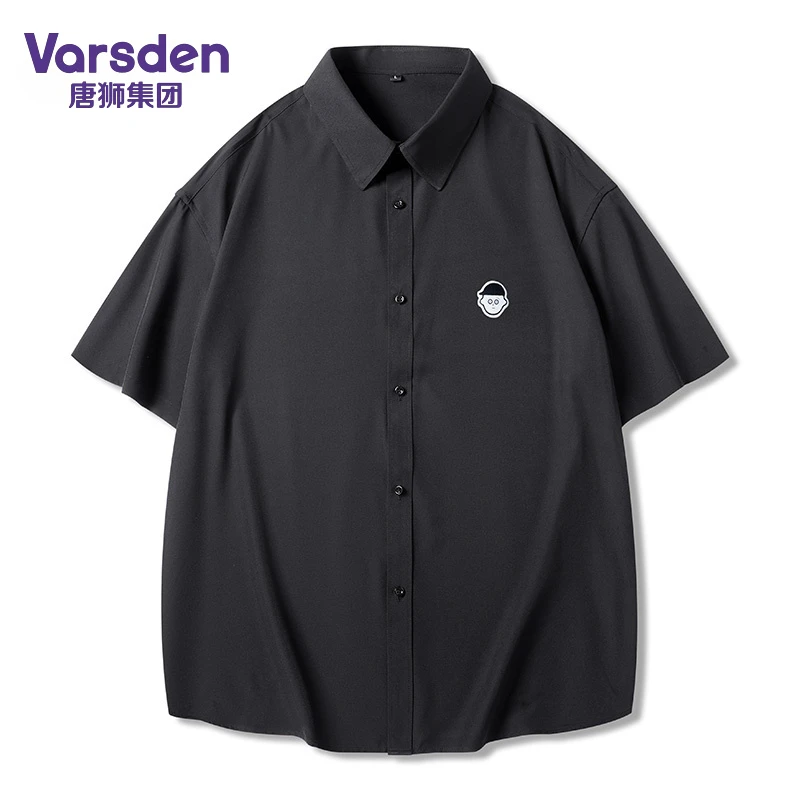 唐狮集团Varsden短袖衬衫夏季男生设计感宽松日系青少年上衣半袖