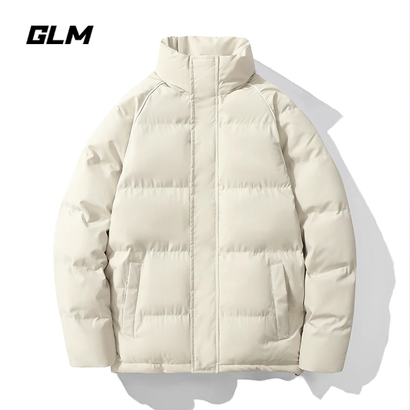 GLM冬季韩版男生棉服日系简约纯色百搭休闲立领情侣宽松保暖棉袄