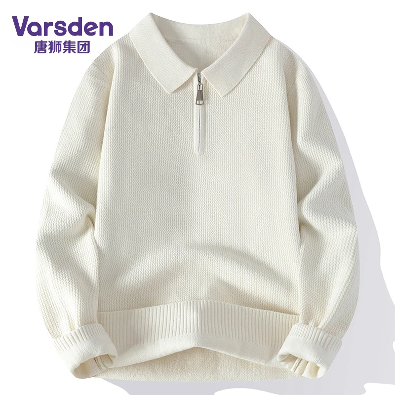 唐狮集团Varsden秋冬季半拉链POLO领毛衣男士休闲情侣长袖针织衫