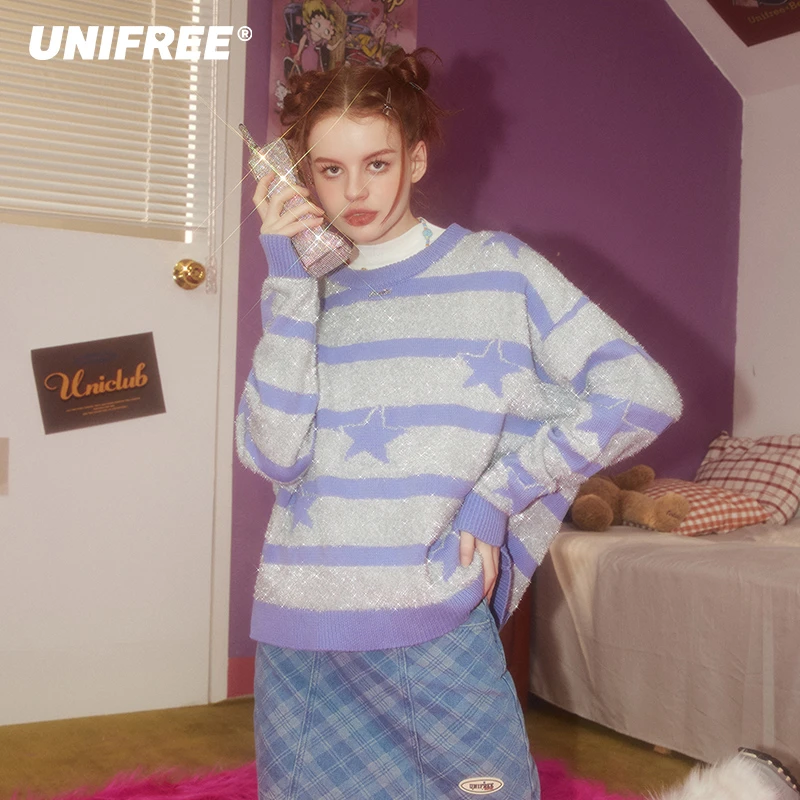 【程钱钱】UNIFREE保暖宽松圆领套头针织衫U234K509E1T1