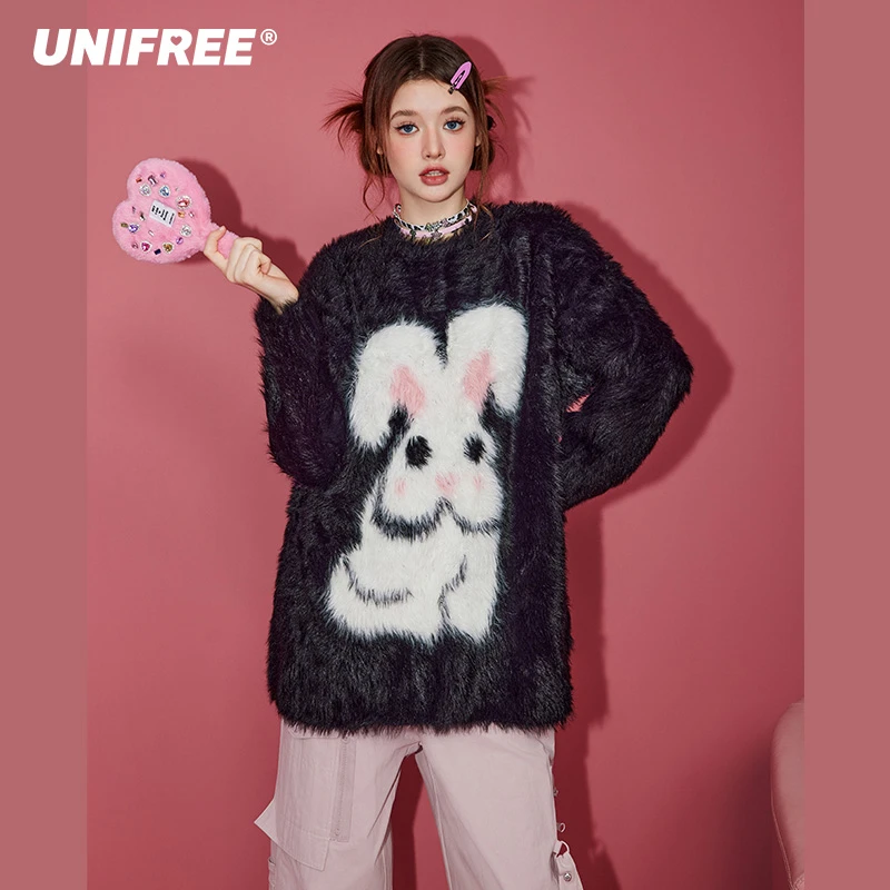 0098【金拐子专属】UNIFREE撞色美式宽松学院风针织衫U233K590B1B1