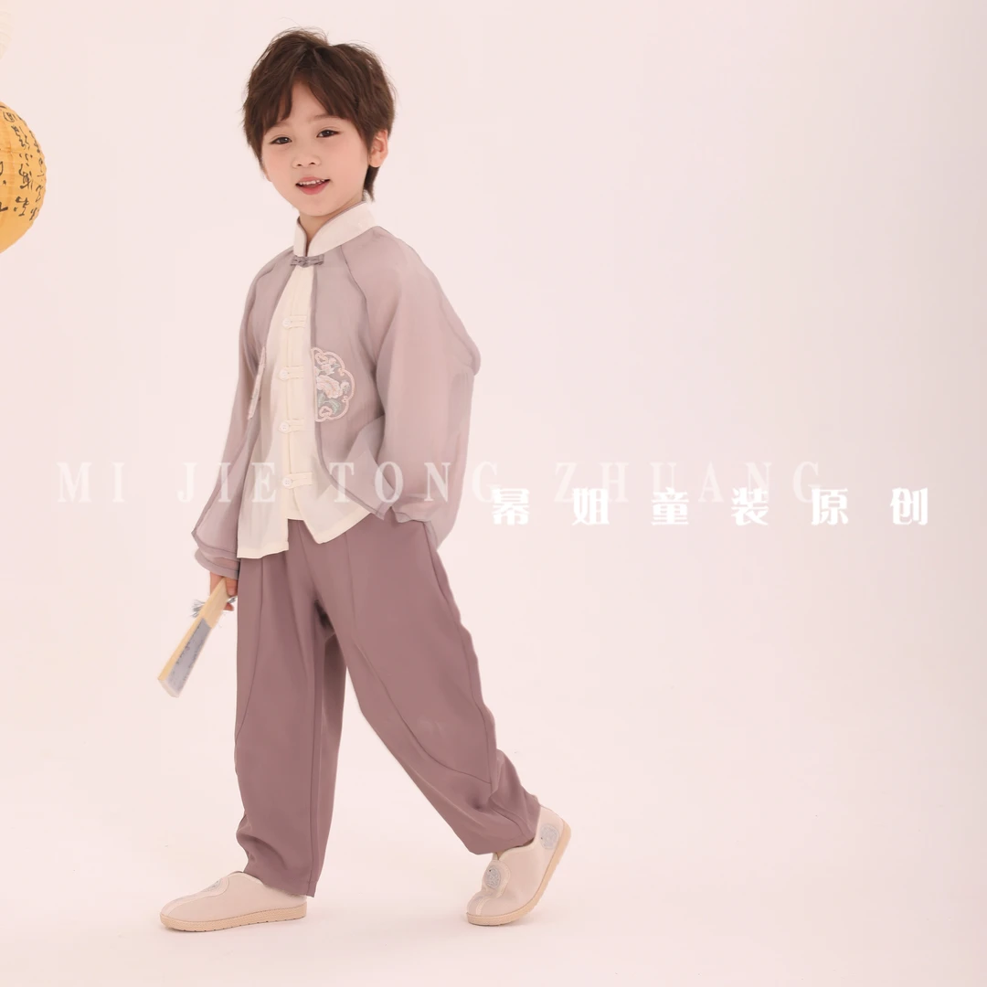 【紫气东来】春夏新品儿童男童女童原创新中式汉服国风上衣6098