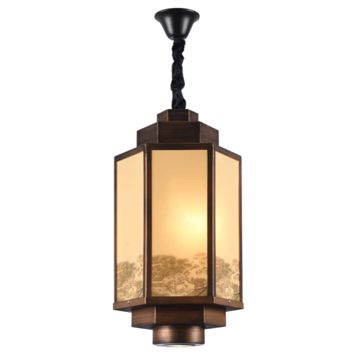 哈美新古典吊灯中国风餐饮店火锅店灯笼宫灯铁艺六边吊灯定做LOGO