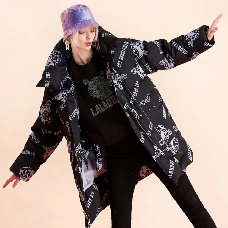 石家庄(不退不换）LABO鸭绒中长款潮流面包羽绒服女|L20D-WSYR14