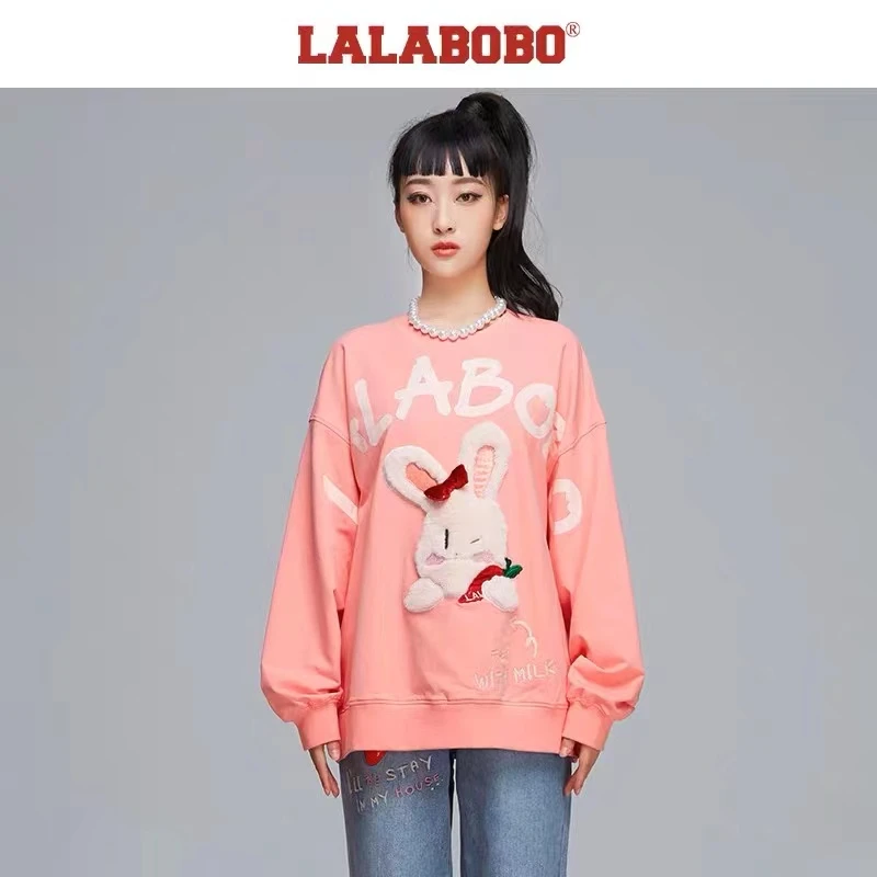 石家庄奥莱LALABOBO宽松可爱兔长袖百搭上衣L21C-WSTS12