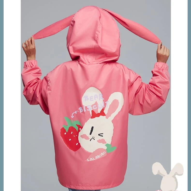 杭州LALABOBO2021秋新款原创插画印花宽松显瘦风衣女L21C-WSDW12