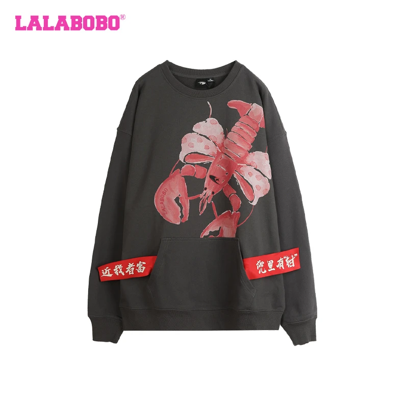 石家庄奥莱LABO龙虾图案趣味暴富刺绣印花圆领卫衣LBDA-WSTS39