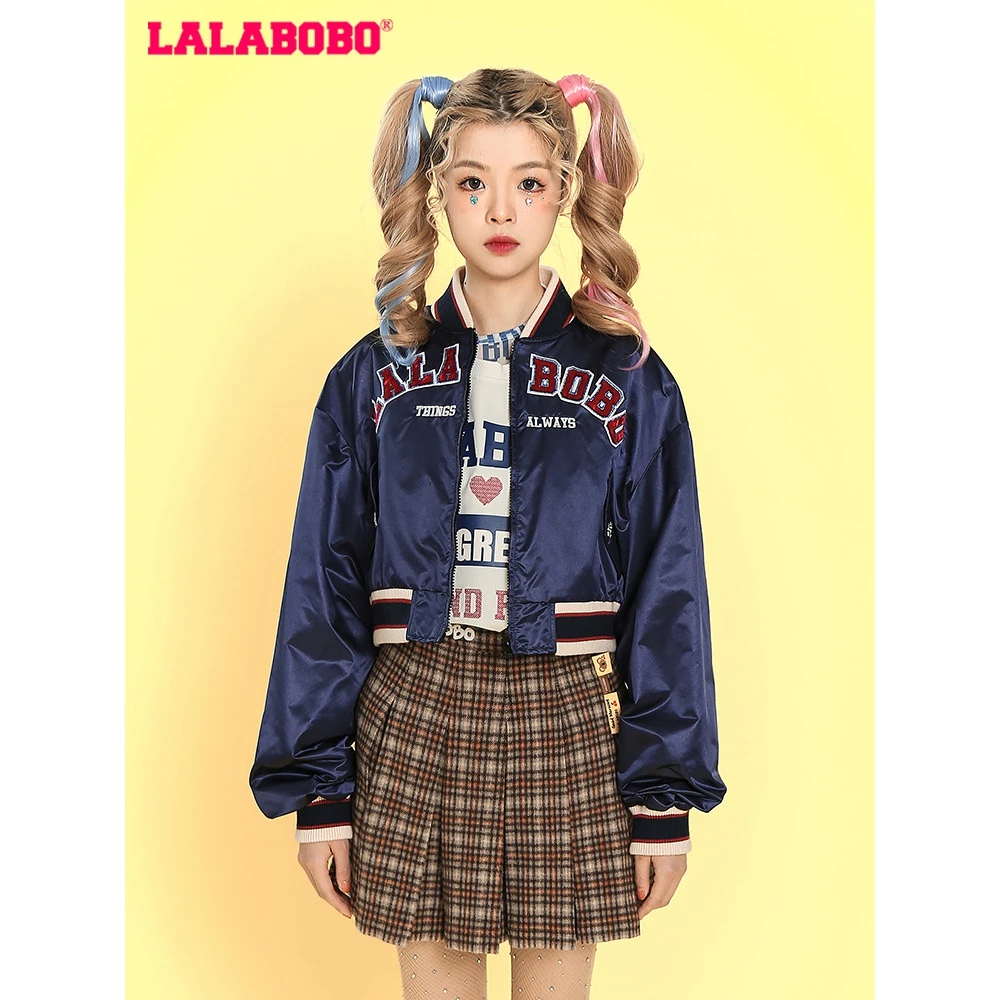郑州LALABOBO大字母棒球单夹克缎面|L22A-WSJW14