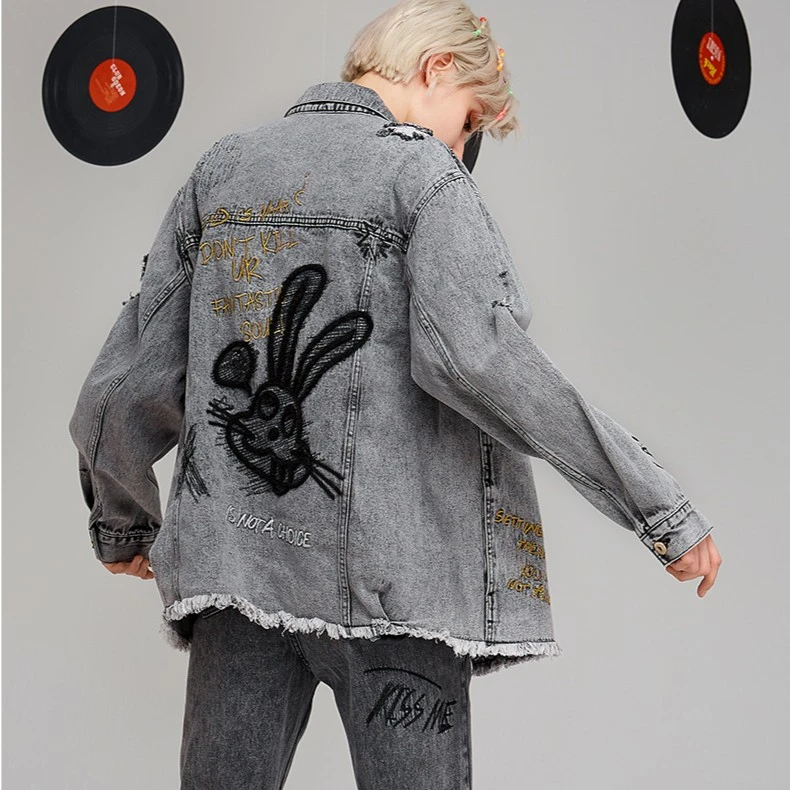 杭州(不退不换）LALABOBOBObadgirl涂鸦牛仔夹克L21A-WSJW15