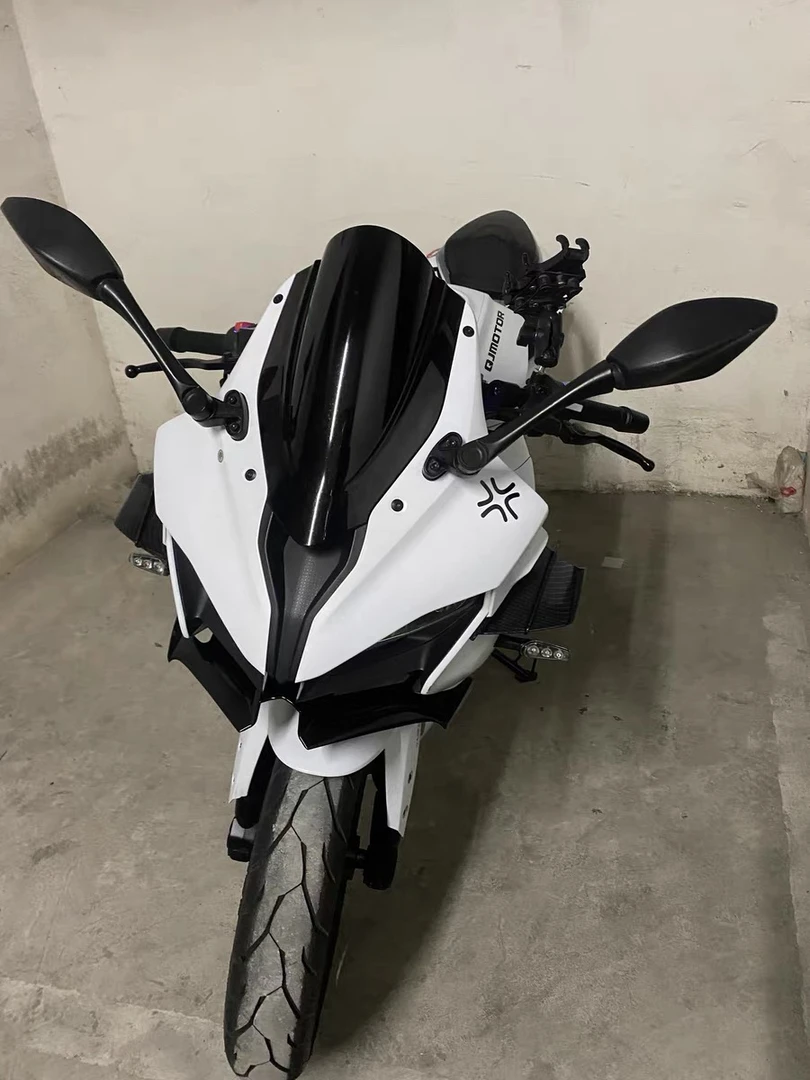 钱江QJMOTOR赛250摩托车风挡改装件竞技前黑色透明电镀加高挡风镜