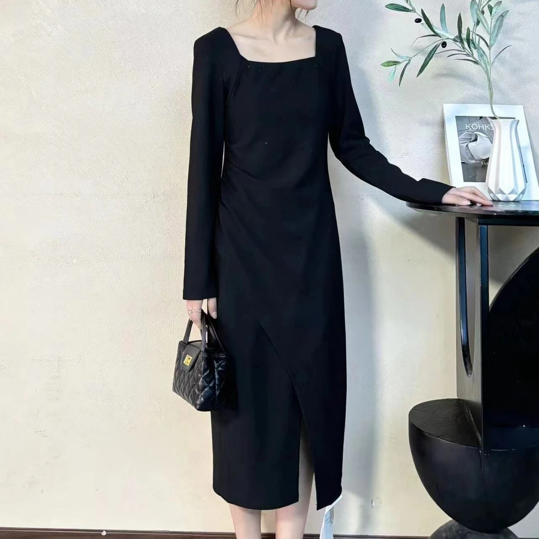 L732 优雅气质淑女长袖连衣裙