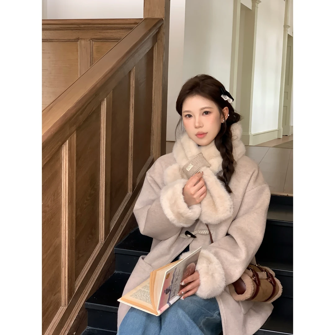 YOMI小个子定制【初雪】双排牛角扣百搭显瘦小众毛呢短外套冬季