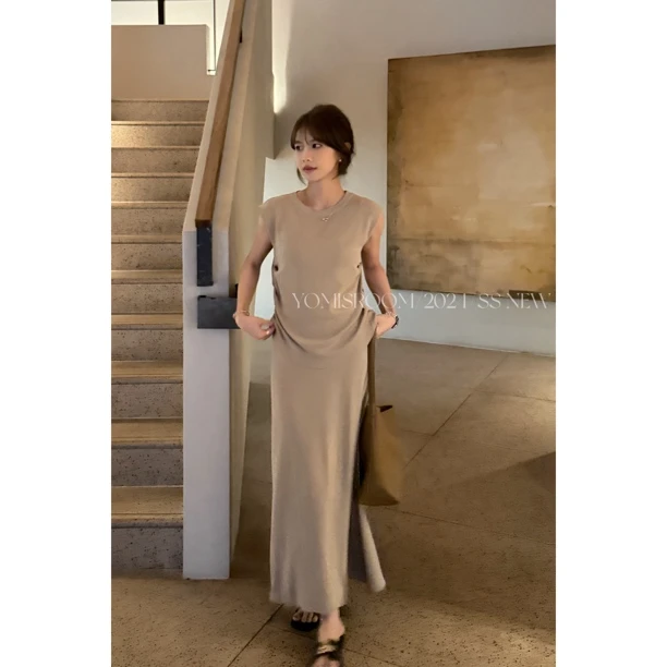 YOMI小个子定制【旷谷幽兰】基础简约圆领褶皱上衣高腰显瘦半裙套装