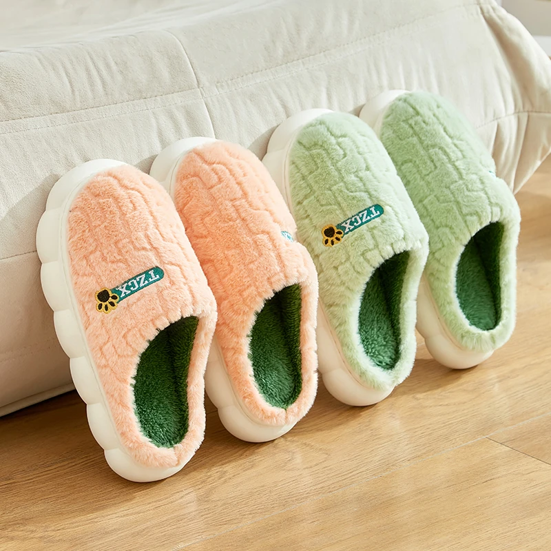 冬季爆款棉拖鞋女居家用加绒加厚底保暖毛绒情侣防滑棉拖男
