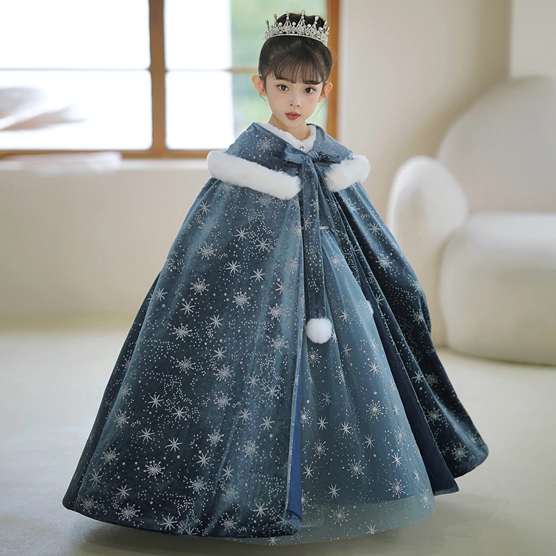 儿童爱莎公主披风冬季女童冰雪奇缘加厚斗篷女孩秋冬洋气艾莎披肩