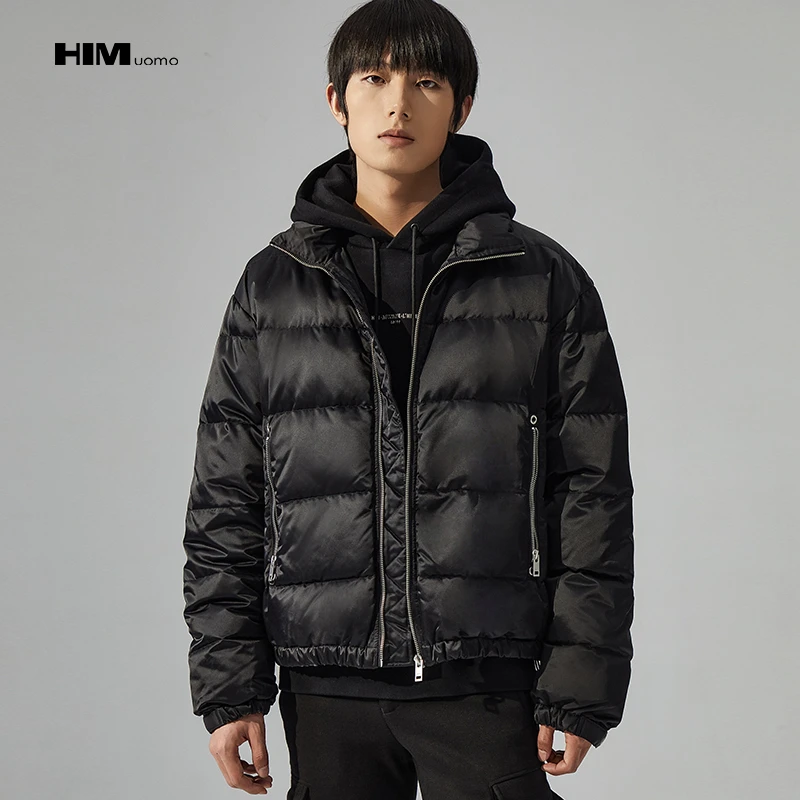 HIM漢崇 可收纳连帽轻暖短款休闲夹克羽绒服【90白鸭绒】2024冬季