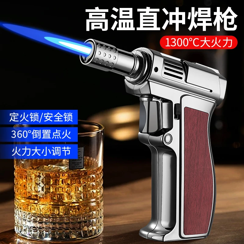 高温直冲喷火枪炫酷充气式打火机点艾灸雪茄烧猪毛喷枪点火器耐用