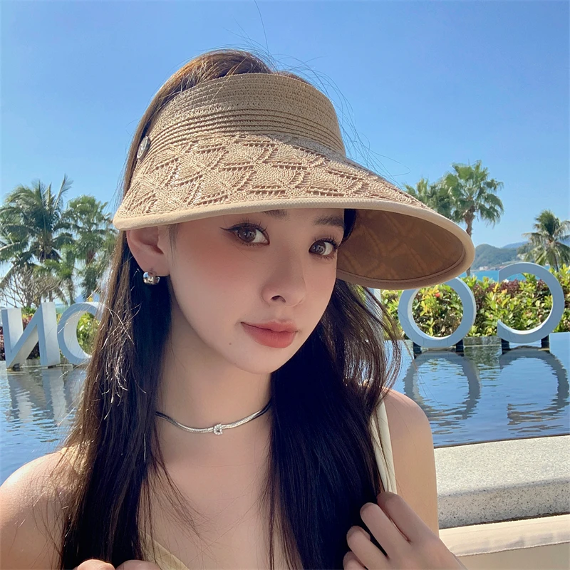 夏季空顶uv防晒帽子女防紫外线大帽檐旅游遮阳草帽遮脸太阳帽可卷