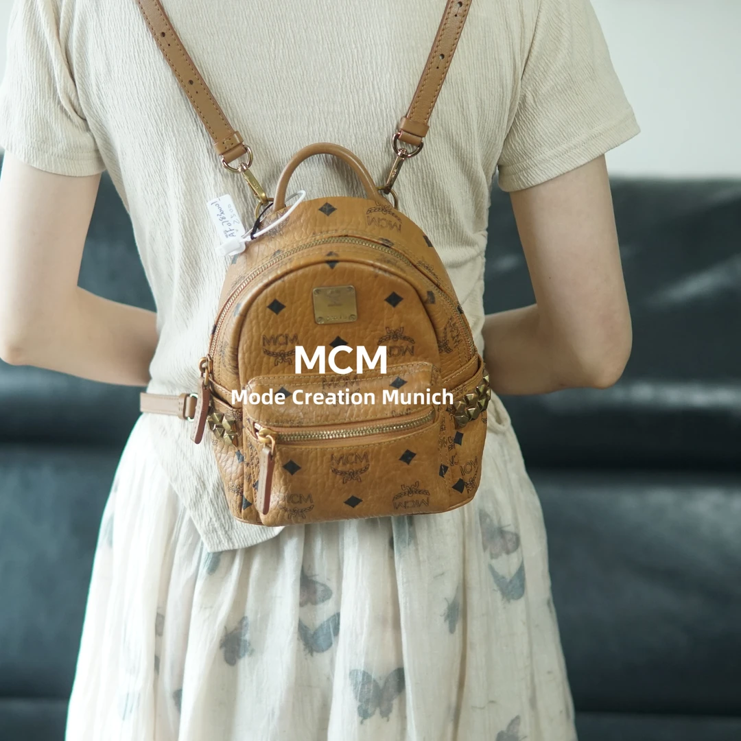 95新 MCM 干邑色双肩背包/af07830001/T台