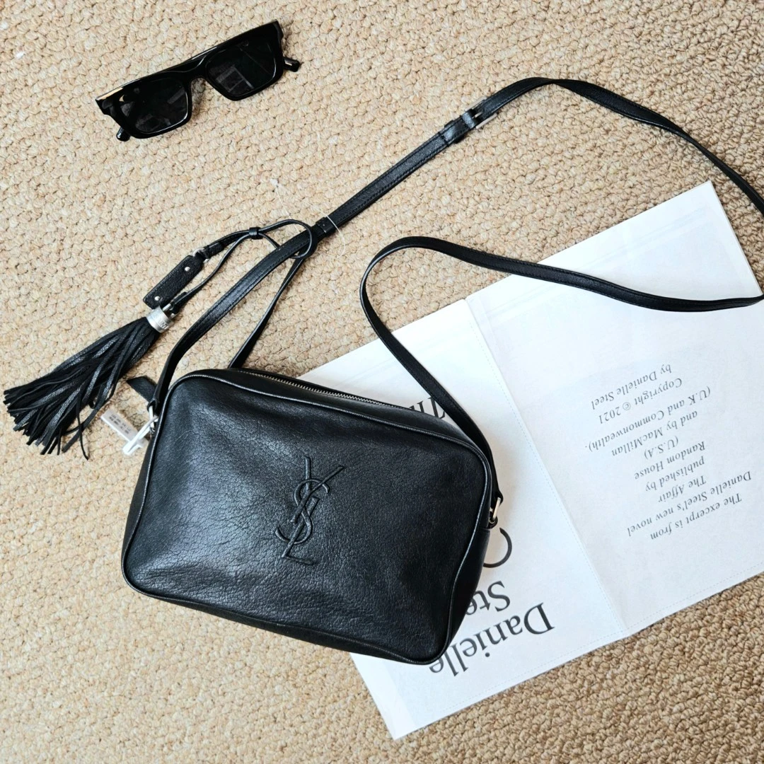 95新 YSL/圣罗兰 XM/黑色皮革 简约 手提单肩包/MH06215261