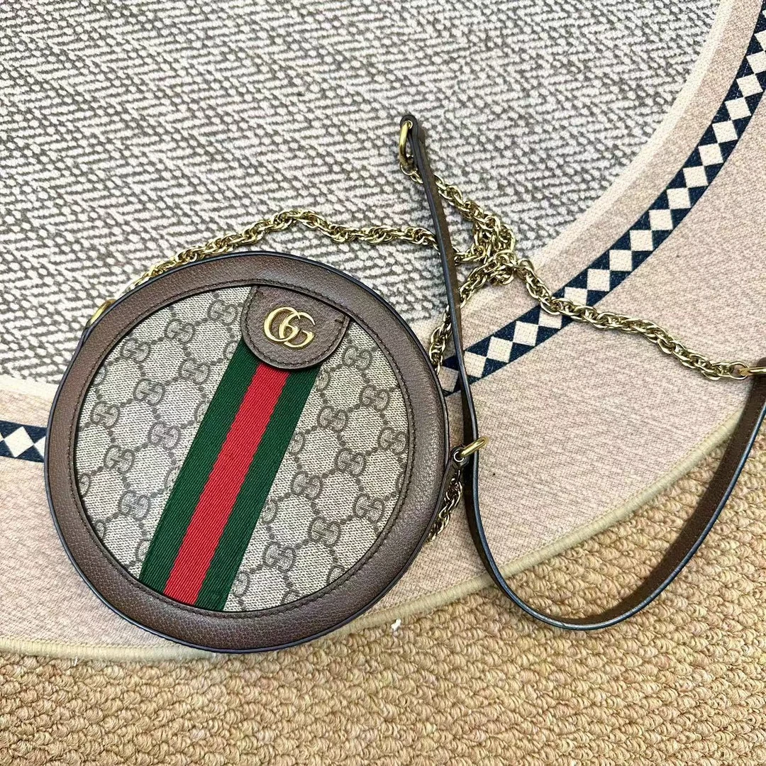 95新 GUCCI/古驰 XM/经典老花圆饼百搭 链条斜挎包/SS07305296