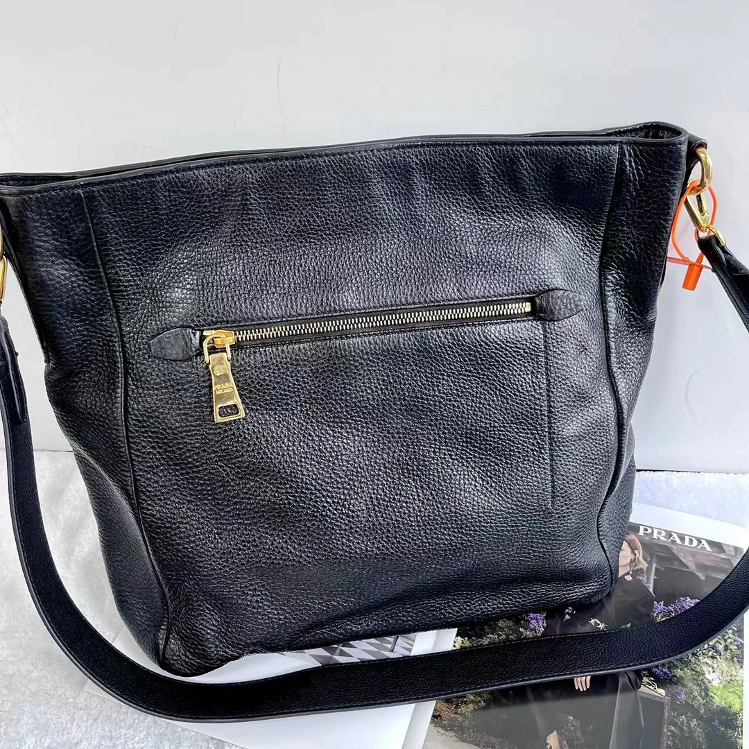 95新 Prada/普拉达 XM/美式黑金开口时尚单肩托特包/ZG08313534改