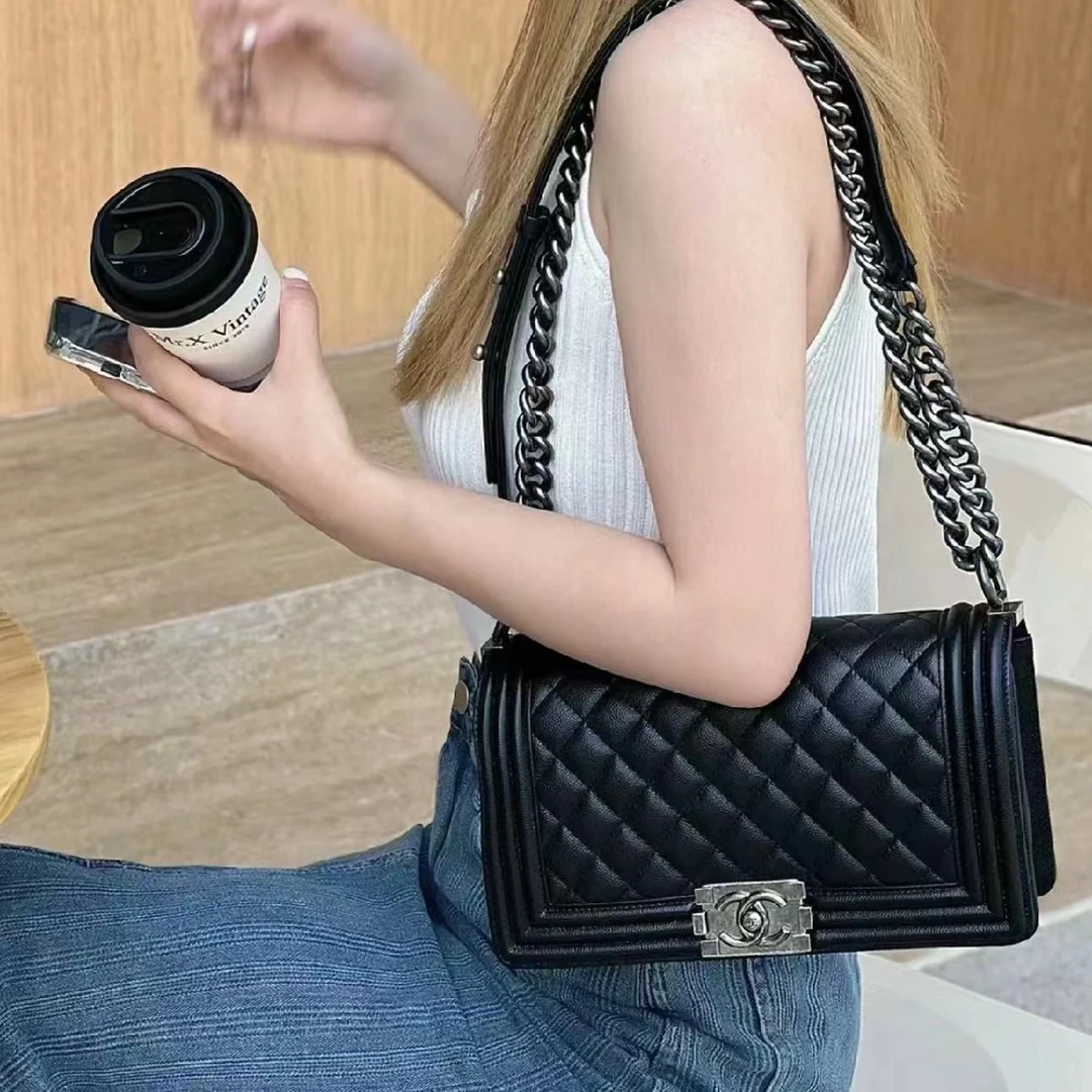 95新 Chanel/香奈儿 XM/香奈儿  leboy  黑银中号/TH06230808