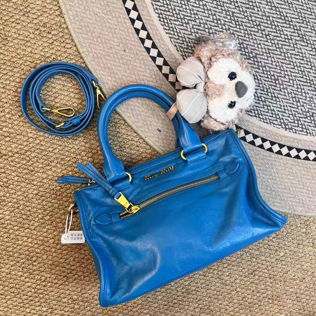 95新 MIU MIU/缪缪 XM/高级湖蓝单肩辣妹斜挎机车包/BI07819005
