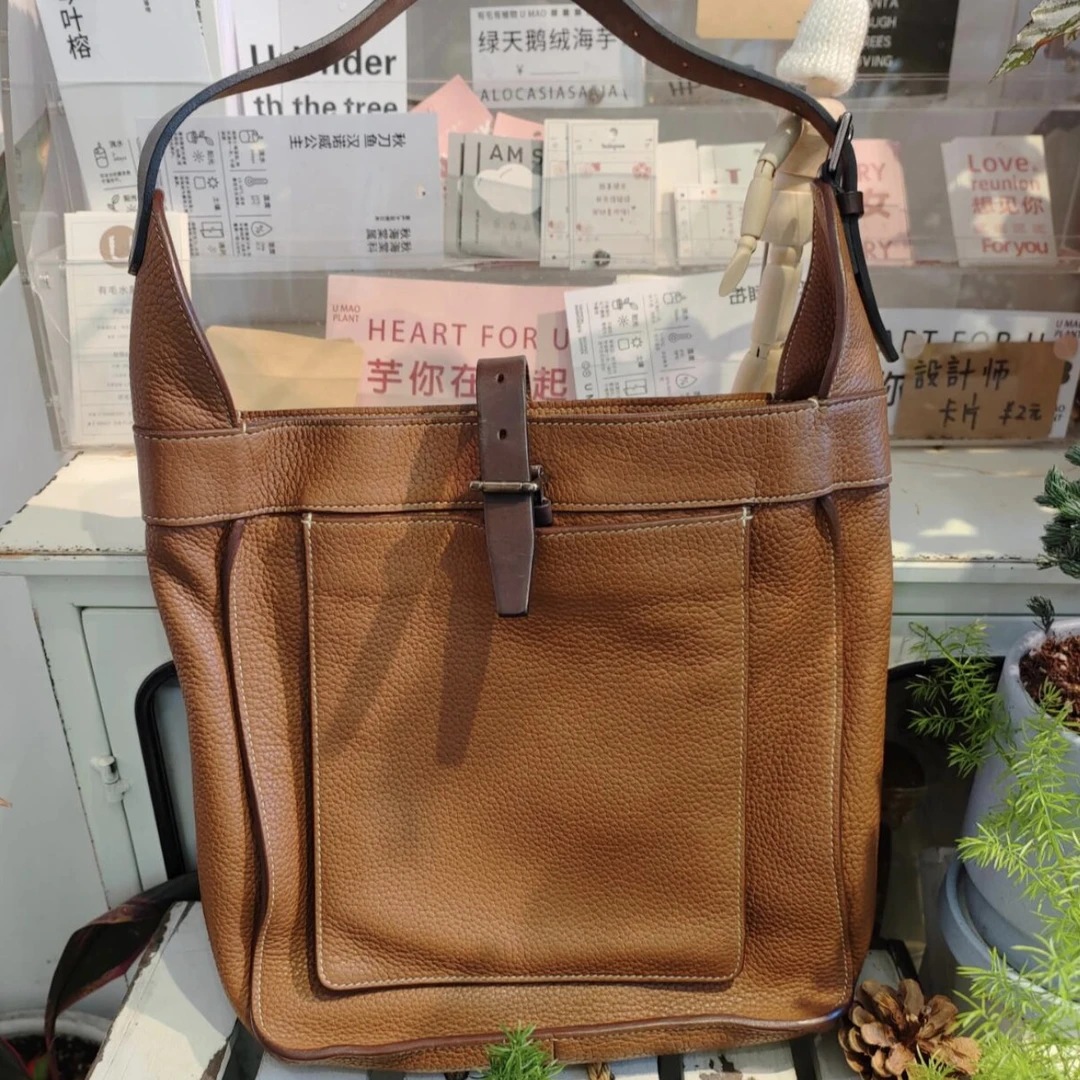 99新 Hermes/爱马仕 XM/卡其棕色 单肩腋下包/F3FY04205221