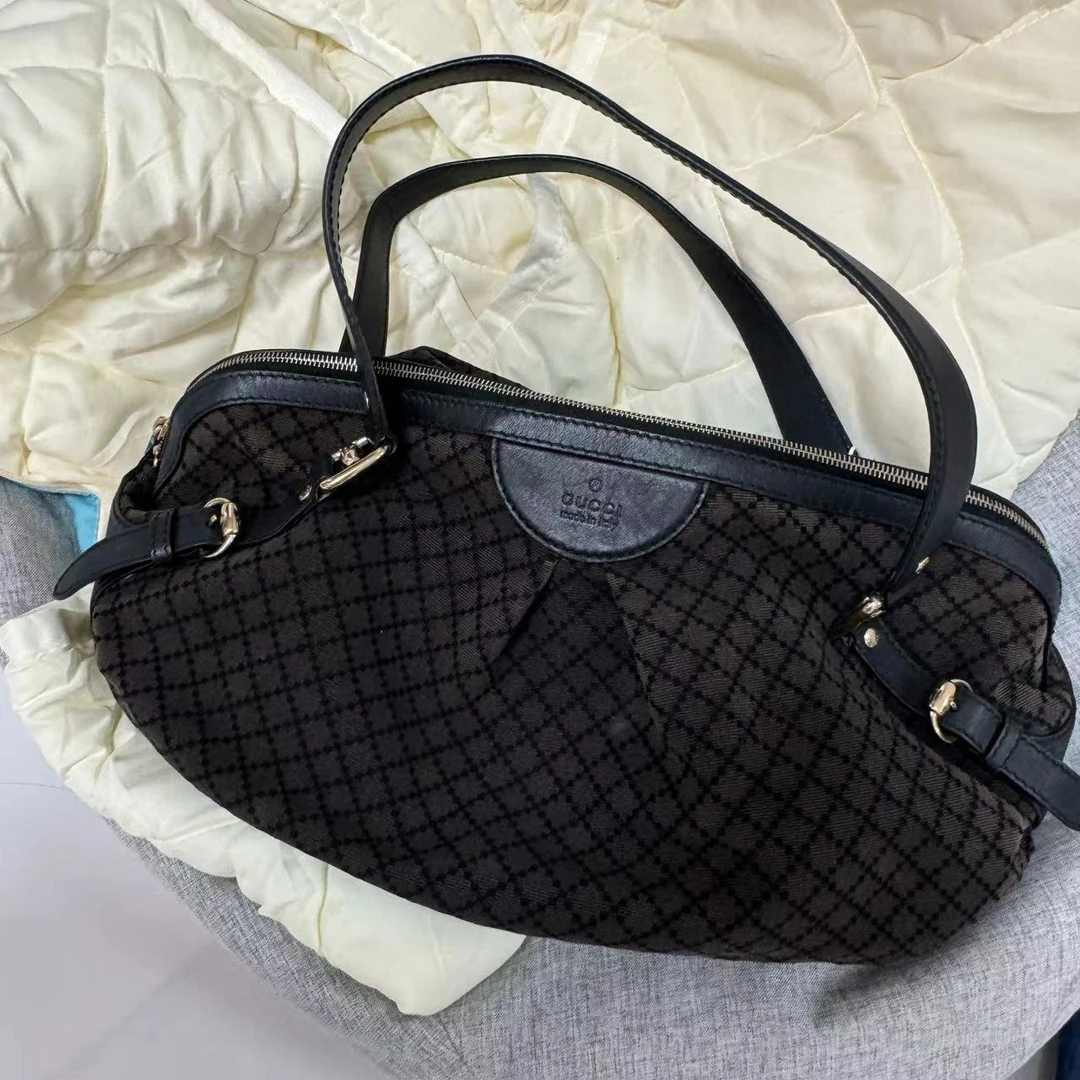 95新 GUCCI/古驰 XM/复古黑棕 单肩斜跨包/LK07610028