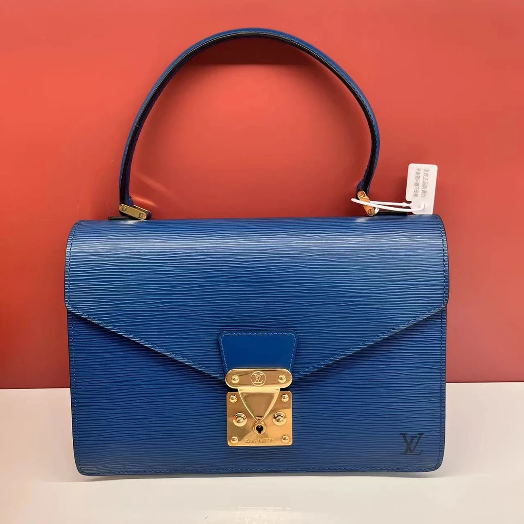95新 LouisVuitton/路易威登 XM宝石蓝水波纹手提包/FY08201708原
