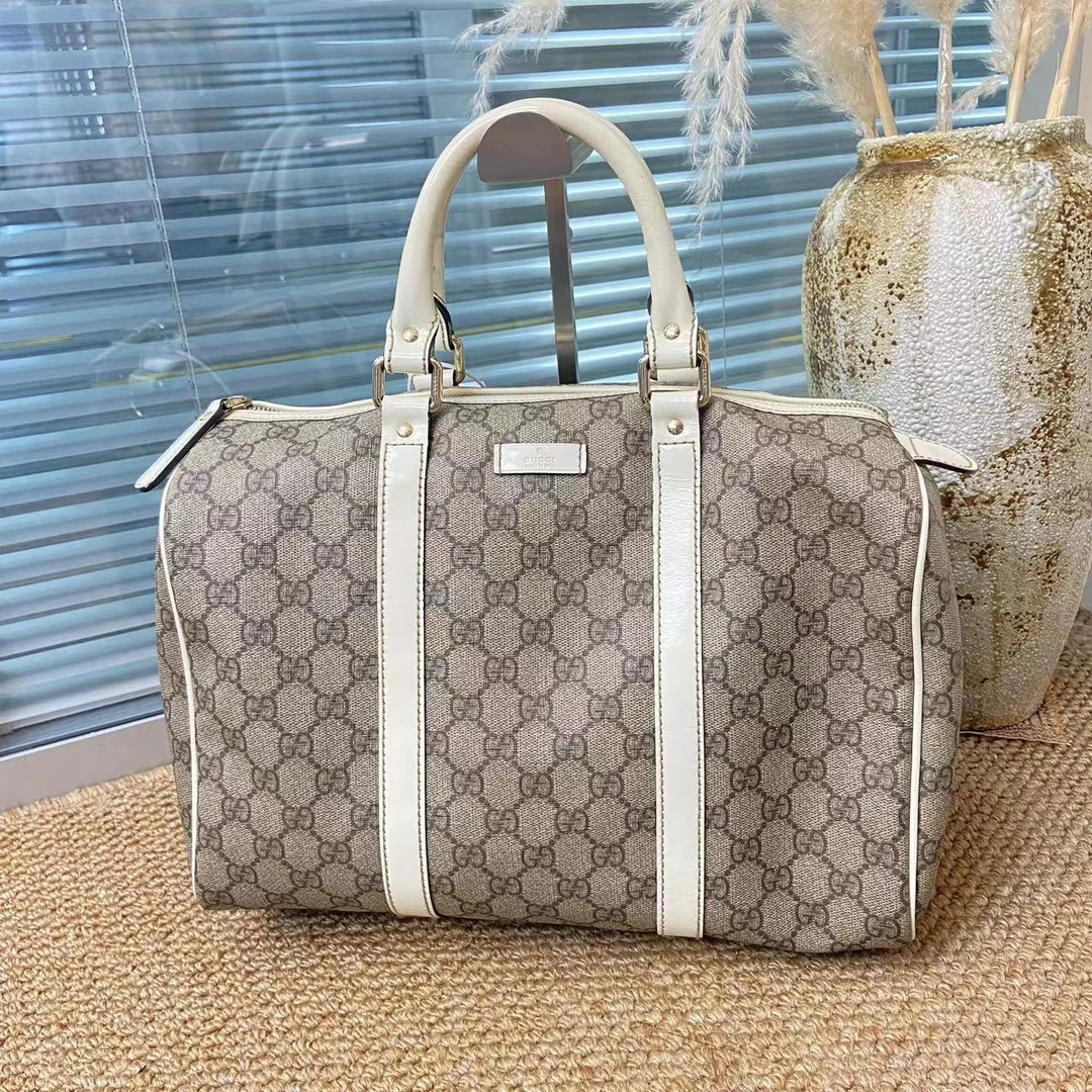 95新 GUCCI/古驰 XM/满印老花拼皮波士顿手提包/THCC08713007