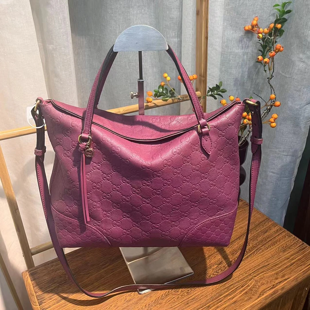 95新 GUCCI/古驰 XM/暗紫满印老花单肩手提斜挎包/T3RX07619036