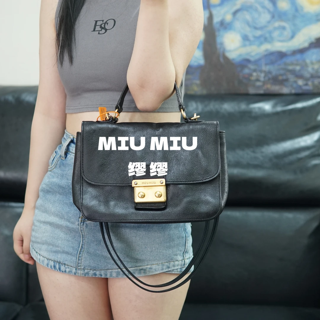 95新 MIU MIU/缪缪 miumiu/黑金单肩包/BB09603059/3059